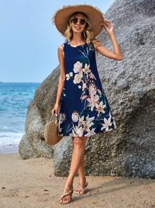 Sylviya Floral Print Sleeveless Tank Dress - Multicolor - View 3