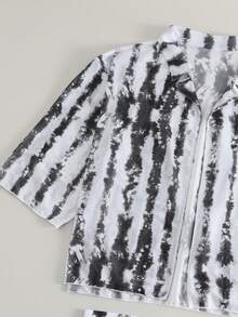 紮染網紗罩衫套裝 - 黑與白 - 查看 6