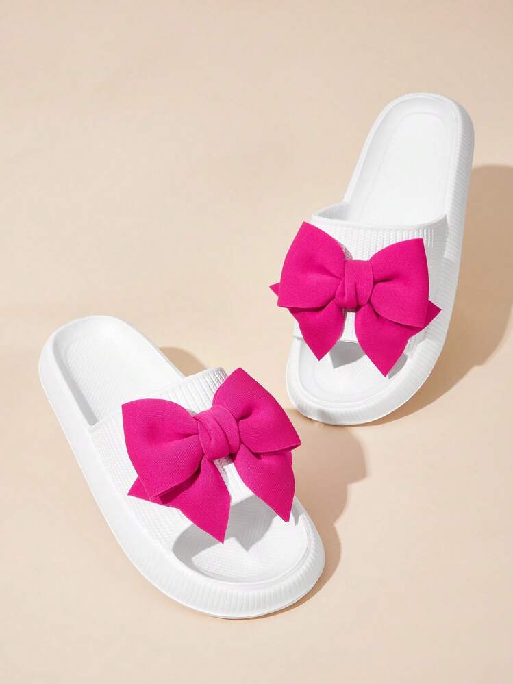 女性 蝶々結びデコレーション スリッパ― , EVA ファッション スリッパ― ホワイト - ホワイト - 見る 1