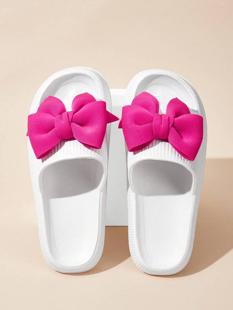女性 蝶々結びデコレーション スリッパ― , EVA ファッション スリッパ― ホワイト - ホワイト - 見る 2