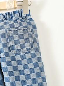 Baby Checkerboard Straight Leg Jeans - Light Wash - View 6
