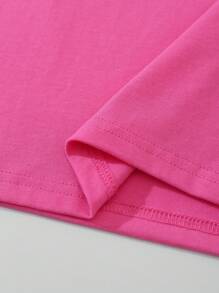 SHEIN Essnce Cactus & Slogan Graphic Tee - Pink - View 4