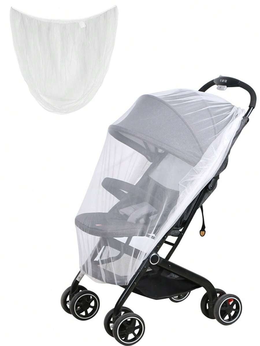 1pc Baby Stroller Mosquito Net - White - View 1