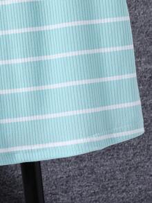 SHEIN 男孩條紋圖案和棕櫚樹印花POLO衫 - 綠色 - 查看 4