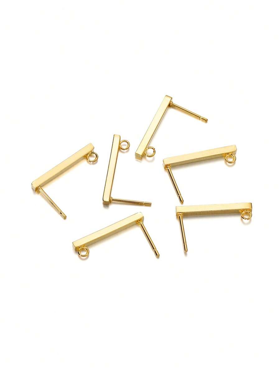 20入組/套時尚不銹鋼幾何裝飾DIY耳釘底座適合女士適用於珠寶和手錶製作 - 金黃色 - 查看 1