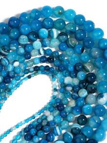 1 Strand Natural Agate Loose Beads Gemstone Round Beads Natural Stone Round Beads Striped for Jewelry Making DIY Bracelet Necklace Beads 4/6/8/10/12mm - Blue - View 3