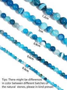 1 Strand Natural Agate Loose Beads Gemstone Round Beads Natural Stone Round Beads Striped for Jewelry Making DIY Bracelet Necklace Beads 4/6/8/10/12mm - Blue - View 4