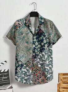 GENTILAND Hombres Camisa con estampado floral con paisley - Multicolor - Ver 1