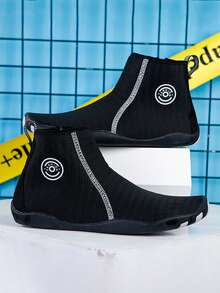 運動溯溪鞋適用於女士字母圖案側拉鏈高幫涉水鞋