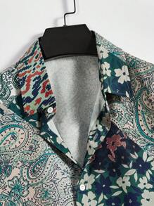 GENTILAND Hombres Camisa con estampado floral con paisley - Multicolor - Ver 4