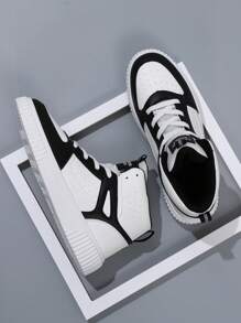 男士繫帶雙色高幫滑冰運動戶外運動鞋