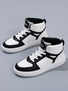 男士繫帶雙色高幫滑冰運動戶外運動鞋