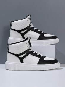 男士繫帶雙色高幫滑冰運動戶外運動鞋