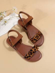 女士寬版豹紋圖案踝帶人造超細纖維皮革優雅涼鞋 - 彩色 - 查看 4