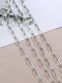 2m 不鏽鋼迴紋針鏈，適合 Diy 珠寶製作，適用於項鍊、手鍊 - 銀色 - 查看 1