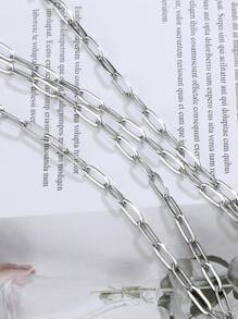 2m 不鏽鋼迴紋針鏈，適合 Diy 珠寶製作，適用於項鍊、手鍊 - 銀色 - 查看 2