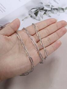 2m 不鏽鋼迴紋針鏈，適合 Diy 珠寶製作，適用於項鍊、手鍊 - 銀色 - 查看 3