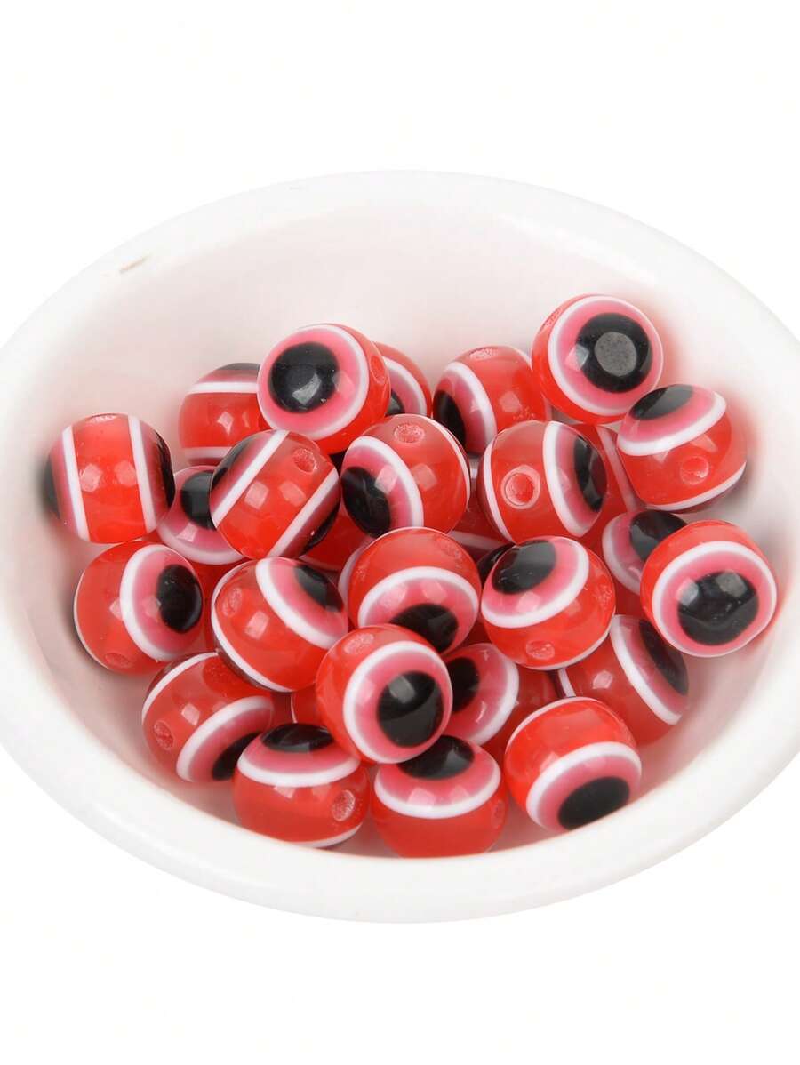 50入組/套時尚眼睛形狀DIY珠子適合女士DIY首飾製作 - 紅色 - 查看 1