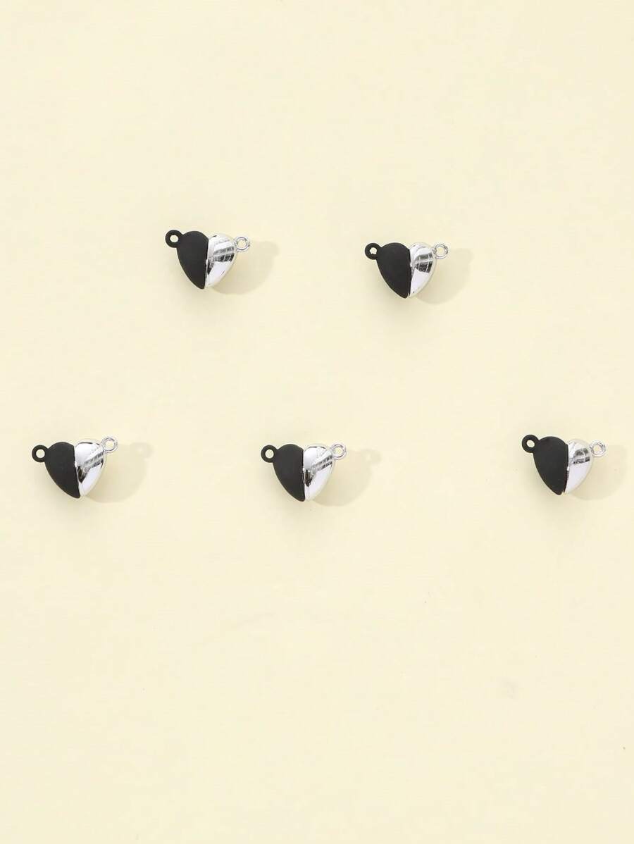 10入組/套時尚鋅合金磁性心形DIY女士連接器用於DIY珠寶製作 - 彩色 - 查看 1