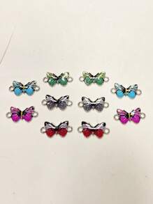 10入組/套隨機時尚鋅合金蝴蝶DIY女士連接器用於DIY珠寶製作 - 彩色 - 查看 2