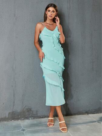 D&M Rygglös Krås Förbundet Lager Dragkedja Enkel Elegant Klänning