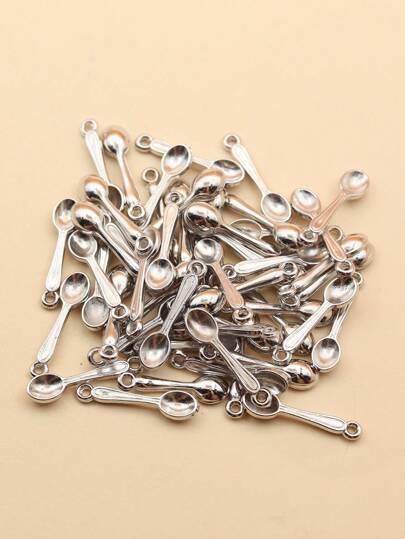 50入組簡約風和時髦ABS電鍍人造湯匙吊墜裝飾用品配件,鑰匙圈,項鍊,吊墜DIY首飾製作