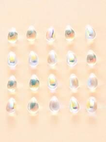 20 piezas/set de abalorios de cristal pintado con aerosol transparente, color AB, lágrima plateada, gris claro, diseño de gota de agua de cristal a la moda, cuentas DIY para mujer para la fabricación de joyas - Multicolor - Ver 1