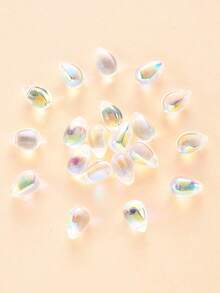 20 piezas/set de abalorios de cristal pintado con aerosol transparente, color AB, lágrima plateada, gris claro, diseño de gota de agua de cristal a la moda, cuentas DIY para mujer para la fabricación de joyas - Multicolor - Ver 4