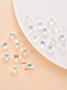 20 piezas/set de abalorios de cristal pintado con aerosol transparente, color AB, lágrima plateada, gris claro, diseño de gota de agua de cristal a la moda, cuentas DIY para mujer para la fabricación de joyas - Multicolor - Ver 5