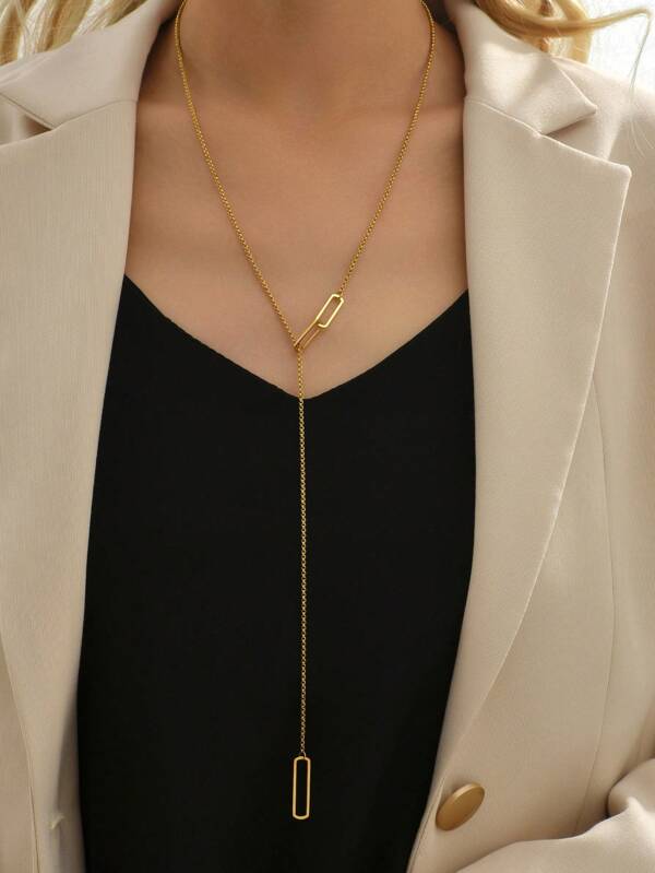 18k Gold-Plated Stainless Steel Double Circle Long Necklace, Suitable For Daily Wear And Festival Gifts, Best Friend Gifts