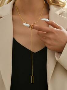 18k鍍金不鏽鋼雙圓環長項鍊,適用於日常佩戴和節日禮物,最好的好友禮物