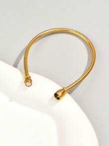 1入組時尚不銹鋼極簡手鏈適合女士日常裝飾 - 金黃色 - 查看 5