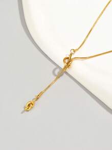 1 件不锈钢镀金双吊坠奢华项链，优雅的女性礼物，冬季系列 - 金黃色 - 查看 4