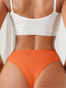 Glitter Tape Cut Out Heart Ring Linked Panty - Coral Orange - View 2