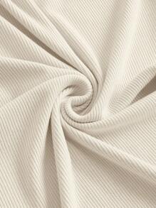 SHEIN x Marika Sila SHEIN MOD 前繫帶胸部褶皺肩部打結木耳邊吊帶連衣裙 - 米色 - 查看 3