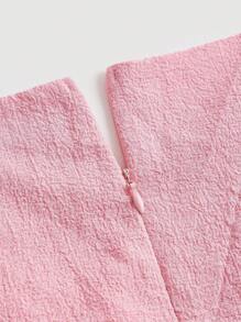 SHEIN MOD Vestido escote corazón bajo con fruncido - Rosa Pálido - Ver 4