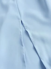 SHEIN MOD Plus Tie Shoulder Split Thigh Cami Dress - Baby Blue - View 3