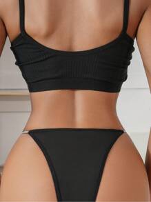 撞色滾邊內褲 - 黑色 - 查看 2