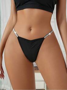 撞色滾邊內褲 - 黑色 - 查看 5