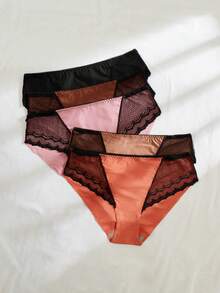 Plus 5pack Contrast Lace Panty - Multicolor - View 3