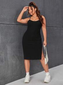 SHEIN EZwear 大碼高衩吊帶洋裝