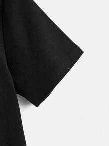 SHEIN Chicos Shorts con camiseta con estampado de letra - Negro - Ver 4