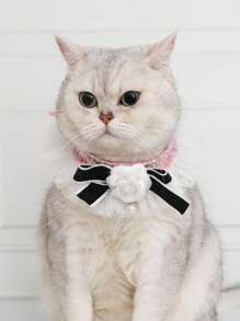 1入組花朵裝飾寵物項鍊適用於狗狗和貓適用於裝飾用品 - 粉色 - 查看 1