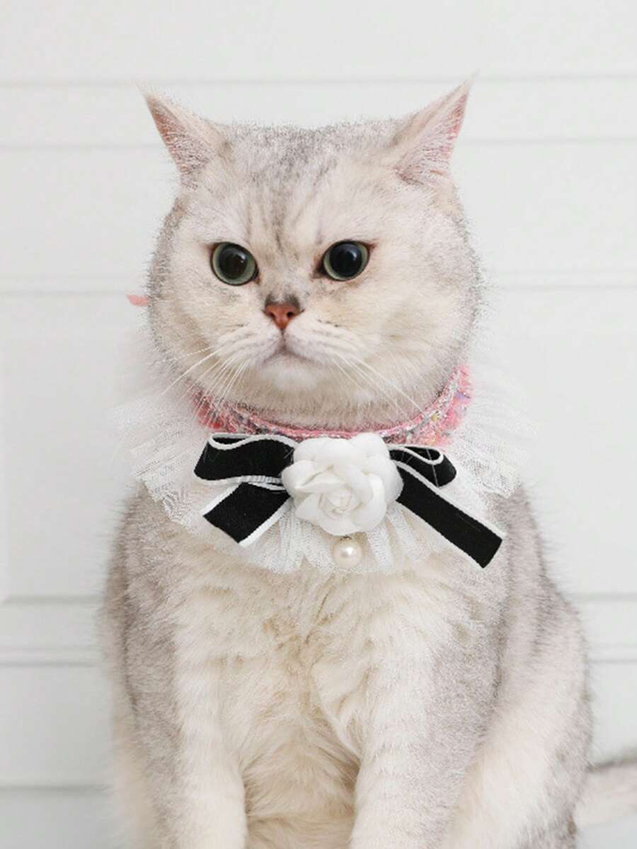 1入組花朵裝飾寵物項鍊適用於狗狗和貓適用於裝飾用品 - 粉色 - 查看 1