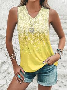 EMERY ROSE 圖案印花背心上衣 - 黃色 - 查看 3