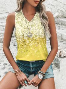 EMERY ROSE 圖案印花背心上衣 - 黃色 - 查看 5