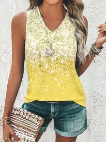 EMERY ROSE 圖案印花背心上衣 - 黃色 - 查看 6