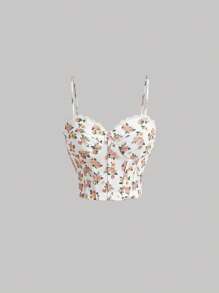 SHEIN MOD 印花蕾絲邊吊帶上衣 - 彩色 - 查看 1