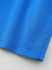 SHEIN Bé trai Quần short Bông 100% Eo dây rút - Màu xanh lam - Xem 8