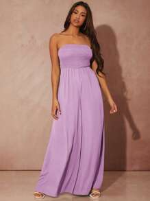 SHEIN SXY Solid Wide Leg Tube Jumpsuit